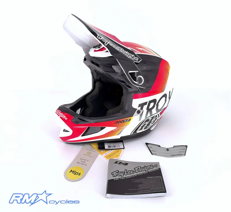 Troy Lee Designs D4 Composite Qualifier White Orange Medium / Large