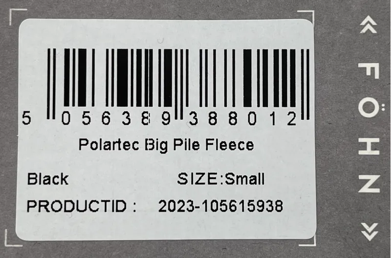 Fohn Polartec Big Pile Fleece Size Small Mens Black-1
