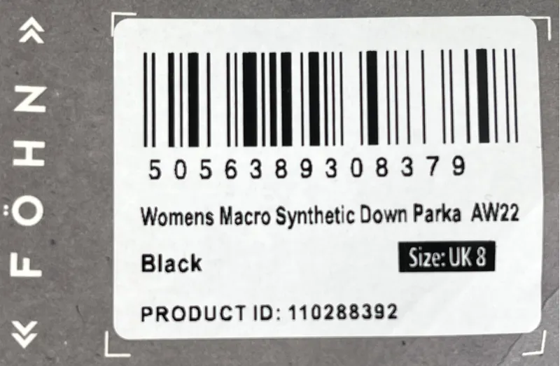 Fohn Macro Insulated Down Parka AW22 Size 8 Black-1