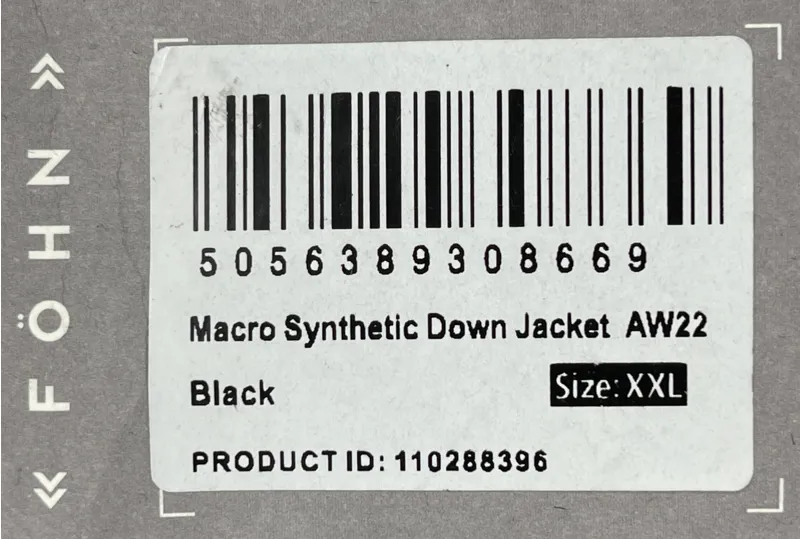 Fohn Macro Synthetic Down Jacket AW22 Size XXL Black-1