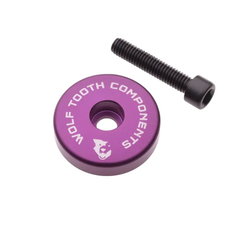 Wolf Tooth Ultralight Stem Cap with 5mm Integrated Spacer in Purple