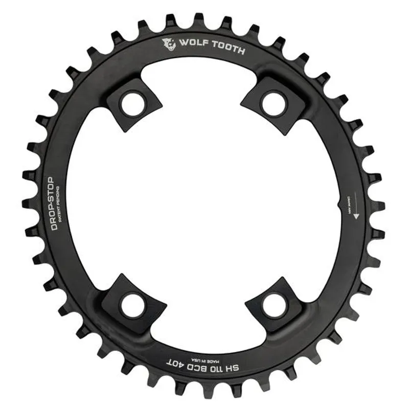 Wolf Tooth Elliptical 110 BCD Asymmetric 4 Bolt Shimano Chainring in Black 