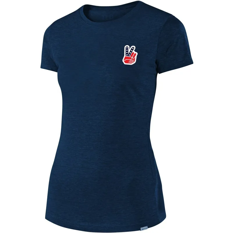 Troy Lee Designs Womens Peace and Wheelies Tee in Heather Navy